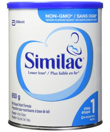 Similac Lower Iron Non-GMO Baby Formula Powder 850 g 0+ Months