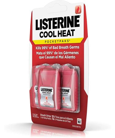 Listerine Cool Heat Pocketpaks Breath Strips - Cinnamon Flavor - 24 Strips x 3 Pack - Kills Bad Breath Germs - Oral Care Freshener for Long-lasting Fresh Breath - Buy Online on GoSupps.com