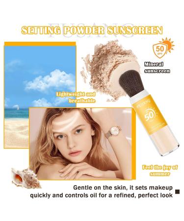 Buy SPF 50++ Mineral Sunscreen Setting Powder | Lightweight Matte Translucent Face Powder with Brush | Oil Control & Breathable Concealer - International Shipping Available - Buy Online on GoSupps.com