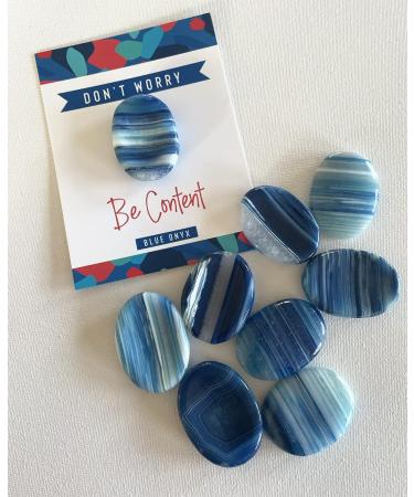 Blue Striped Onyx Banded Crystal Worry Thumb Stone - Meditation, Spiritual Stress Relief, Healing Energy - Reiki Chakra Blue Onyx Gift - Buy Online on GoSupps.com