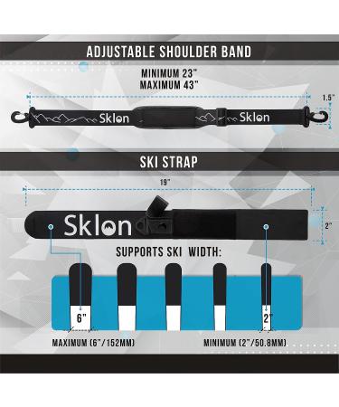 Sklon Ski Strap and Pole Carrier | Easy Transport for Ski Gear | Cushioned Shoulder Sling | Ideal for Families - Men, Women, Kids | Black - Buy Online on GoSupps.com