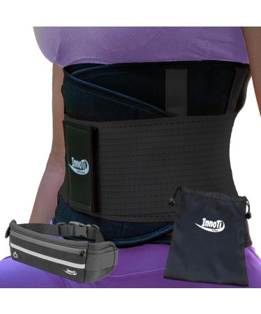 Innoti back band men's & women - back support belt to stabilize the lumbar vertebrae during sports and work - compression with double adjustment ligaments black L (83 a 97 cm)