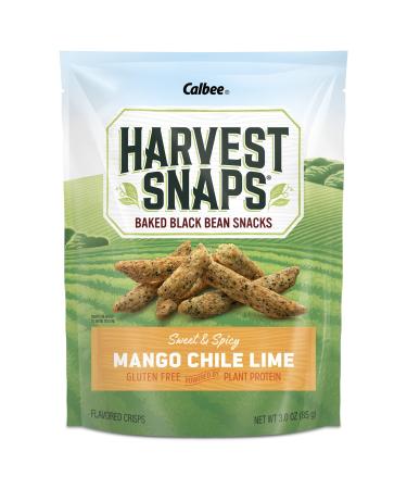 Harvest Snaps Black Bean Snack Crisps Mango Chile Lime, 3.0 oz (Pack of 4). Plant-based | Baked, never fried | Certified Gluten-Free (Packaging May Vary) 3 Ounce (Pack of 4) Mango Chile Lime
