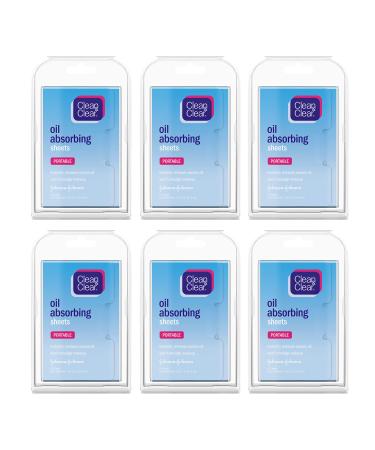 Clean & Clear Oil Absorbing Facial Sheets, Portable Blotting Papers for Face & Nose, Blotting Sheets for Oily Skin to Instantly Remove Excess Oil & Shine, Absorbing Blotting Papers, 50 ct (Pack of 6)