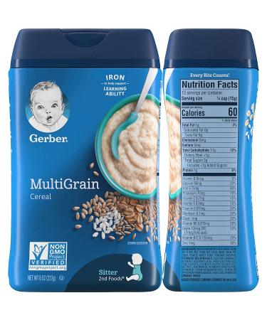Gerber Baby Cereal Basic Flavor Variety Pack Combo- 8oz: Oatmeal Cereal  Rice Cereal  Multigrain Cereal  and Whole Wheat Cereal- Bundle of 4 8oz Containers - Buy Online on GoSupps.com