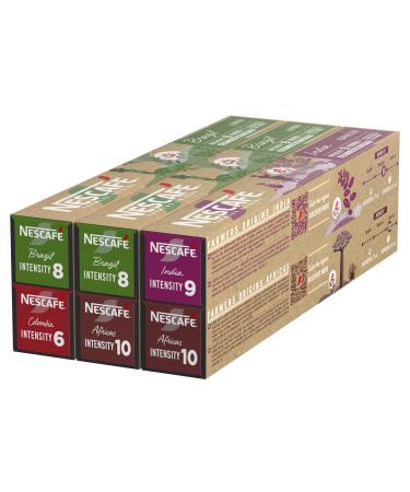 NESCAFÉ Farmers Origins Variety Pack - Coffees from all regions, Arabica and Robusta Amber roast 6 x 10 (60 Capsules) Approved for NESPRESSO machines - Amazon Exclusive