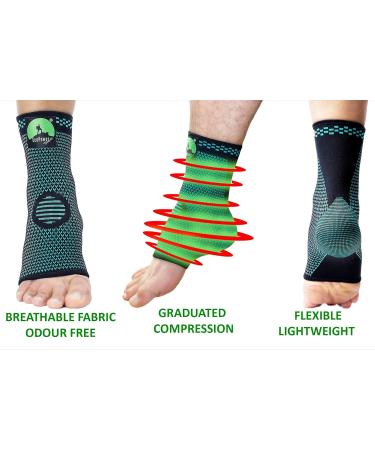 ECOPOWER SPORTS Ankle Support Ankle Brace Compression For Ligament Damage and Plantar Fasciitis Elastic Ankle Support For Arthritis Achilles Tendonitis Strain Fatigue/PAIR- Green-L L 2 - Buy Online on GoSupps.com