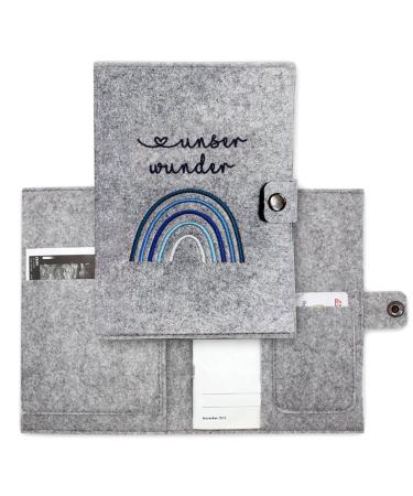 Cozy Racoon Mother Pass cover made of felt rainbow blue |Made in Germany I with indoor pockets for the insurance card and ultrasound images I personal gift for pregnant germany mother pass rainbow blue - Buy Online on GoSupps.com