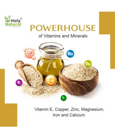 Holy Natural Sesame Seed Oil 300ml - Extra Virgin Cold-Pressed, 100% Pure & Natural - GMO-Free, Untreated and Unrefined - Ideal for Cooking & Flavor Enhancement - Buy Online on GoSupps.com