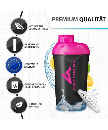 Buy Amity Union Women s Protein Shaker 800ml - Leak-Proof BPA-Free Black & Pink - Perfect for Gym Isolates & Sports Drinks - Buy Online on GoSupps.com