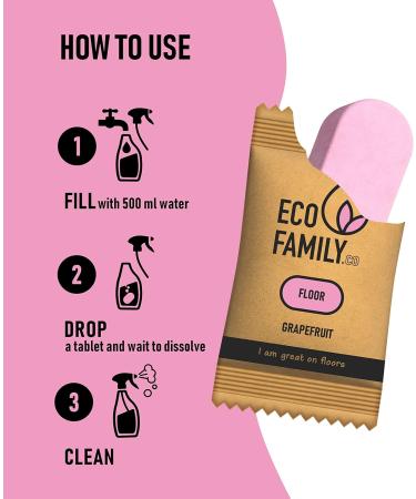 Eco Family Floor Cleaning Tablets Refill (6x 8g) | Grapefruit Scent | Non-Toxic & Cruelty-Free | For All Floors - Buy Online on GoSupps.com