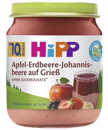 HiPP organic dessert apple-strawberry-currant on semolina 6 x 200g Da44000 Strawberry/St. John's semolina 200g 200g Strawberry/St. John's semolina - Buy Online on GoSupps.com