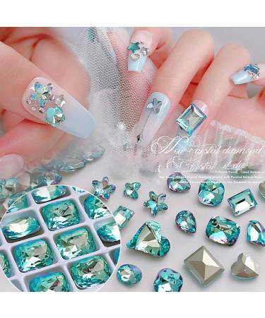FEIlei 10x/Set Butterfly Nail Rhinestones Square Nail Charms DIY Hearts Nail Art Charms - Buy Online on GoSupps.com
