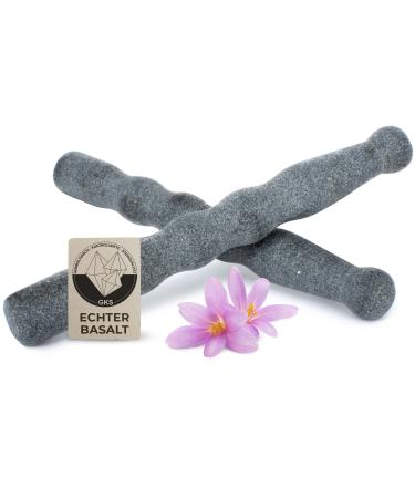 Hot stone puncture stone with grip in certified real basalt for a lot of heat 2 pieces to supplement your hot stone massage set