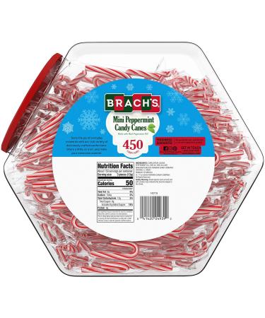 Brach's Mini Peppermint Candy Canes - 450 Count Jar (68 oz) | Fresh Holiday Treats - Buy Online on GoSupps.com