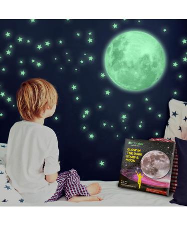 LIDERSTAR Glow in The Dark Stars and Moon Wall Decal - Luminous Ceiling and Wall Decor for Kids Rooms - Fluorescent Sticky Stars Gift with Affirmation Card - Buy Online on GoSupps.com