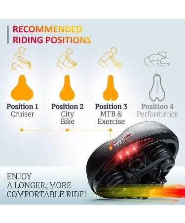Giddy Up! X-Large LED Bike Seat - Comfortable Wide Padded Saddle for Exercise and Road Bicycle - Replacement Cushion for Peloton - Men and Women - Outdoor Comfort - Buy Online on GoSupps.com