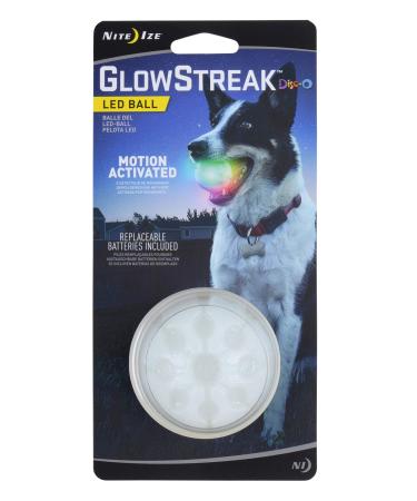 Nite Ize GlowStreak LED Dog Ball, Bounce-Activated Light Up Dog Ball Disc-O (Alternating)