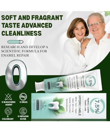 Hydrosmile Hydroxyapatite Whitening Toothpaste Nano Hydroxyapatite Fluoride Free Non Fluoride Natural Formula for Adults Enamel Remineralizing Sensitive Teeth Fresh Mint Pack of 2 - Buy Online on GoSupps.com