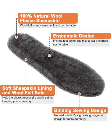 Buy LARGERED 2 Pairs Sheepskin Insoles - 17MM Thick Winter Warm Wool Inserts for Men & Women - Cozy Fluffy Fleece Replacement Soles - EU45/12US 14 - Cream & Grey - Buy Online on GoSupps.com