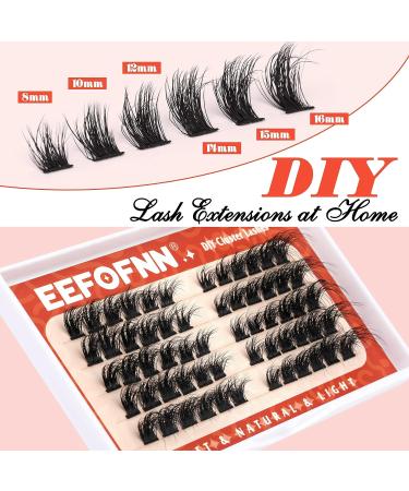DYI Eyelash Extension Kit - Fluffy Individual Mink Lashes with Long-lasting Bond. Tweezers with Curved Serrated Tip. 8-16mm Extensions at Home by Eefofnn - Buy Online on GoSupps.com