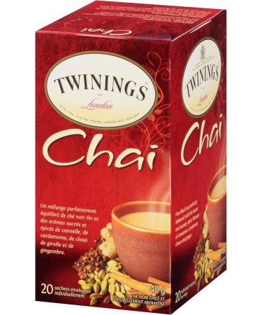 Twinings Chai Individually Wrapped Tea Bags | Sweet & Savoury Cinnamon Cardamom Cloves & Ginger | 20 Count (Pack of 6) | Enjoy Hot or Iced Chai 20 Count (Pack of 6) - Buy Online on GoSupps.com