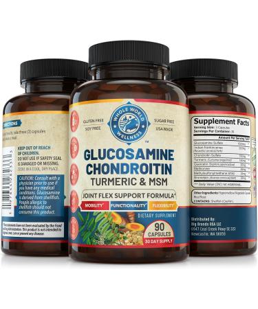 WHOLE WORLD WELLNESS Joint Support Supplement with Glucosamine Chondroitin MSM Turmeric Boswelia. Supports Inflammatory Response Discomfort Relief for Knees Hands Back Joints. NSF Certified USA Made - Buy Online on GoSupps.com