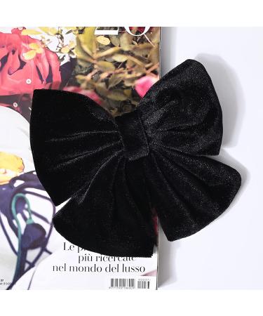Velvet Hair Bows Set for Girls - 2 Big Black Fall Bow Alligator Clips | Toddler Teens Kids Accessories - Buy Online on GoSupps.com