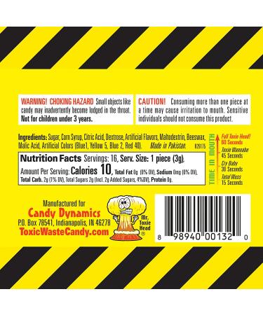 Toxic Waste 3-Pack Original Yellow Drums Assorted Sour Candy - 5 Flavors Apple, Watermelon, Lemon, Blue Raspberry, Black Cherry 1.7oz - Buy Online on GoSupps.com