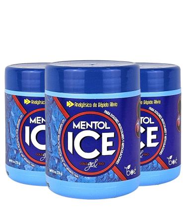 BO COSMETICS Mentol Ice Cold Gel 8 oz (3 Pack) Pain Relief Gel for Muscles & Joints Fast-Acting Analgesic for Arthritis Back Pain Cramps Sprains & Headaches Non-Greasy & Quick Absorption
