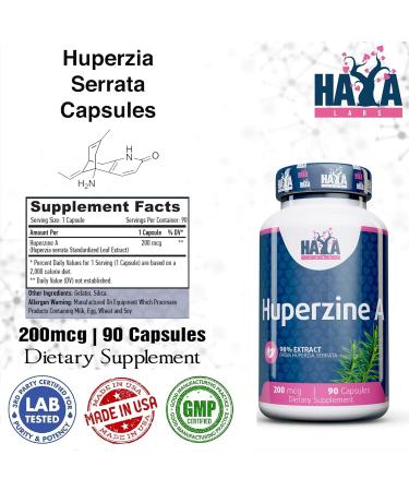 Huperzine A 98% Extract | 90 Capsules x 200mcg | Cognitive Support Supplement - Buy Online on GoSupps.com