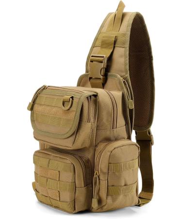G4Free Tactical Breast Pocket Military Shoulder Bag | Molle Army Crossbody Sling Pack for Travel Hiking & Camping - Tan - Buy Online on GoSupps.com