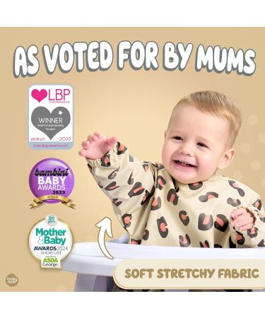 Baby Nom Waterproof Sleeved Weaning Bib for 6-12 Months - Baby Led Weaning Coverall Bibs for Feeding Toddlers - Beige Apron Bib for Babies - Buy Online on GoSupps.com