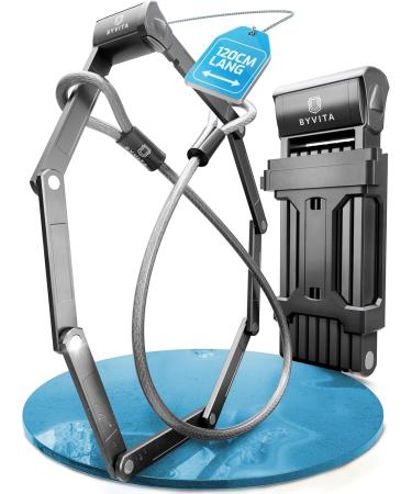 Byvita High Security Folding Bicycle Lock 120cm with Cable & Bracket - Ideal for Bicycles & E-Scooters - Buy Online on GoSupps.com