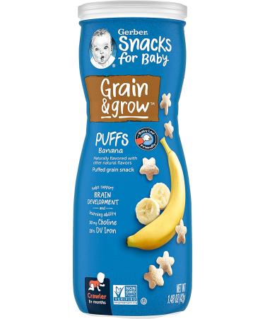 Gerber Baby Banana Grain & Grow Puffs, 1.48oz (Pack of 3) - Non-GMO Whole Grain Snack for Crawlers - Buy Online on GoSupps.com