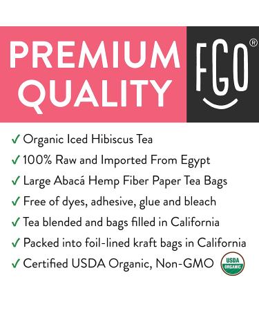 Organic Hibiscus Iced Tea Bags - 6 Pitcher Bags - Eco-Conscious Kraft Bag | FGO - Buy Online on GoSupps.com