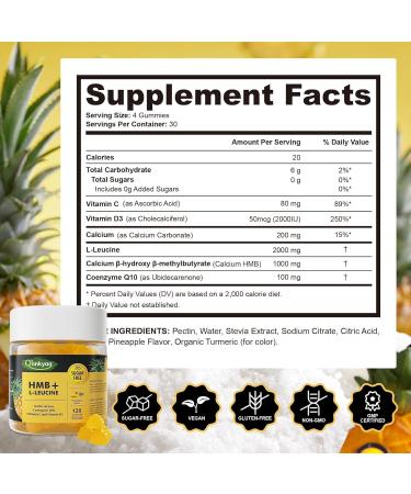 Q'ankyaq 3000mg HMB Supplements Chewable Muscle Growth & Relief Workout Recovery for Elder with Vitamin D3 Sugar Free 120 Counts - Buy Online on GoSupps.com