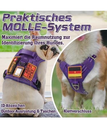 Rabbitgoo Tactical Dog Harness for Large Dogs - Adjustable Durable with Handles & Metal Buckles - Perfect for Hiking (L Purple) - Buy Online on GoSupps.com