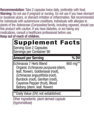 Buy Nature's Way Echinacea Goldenseal 900mg - 180 Vegan Capsules for Immune Support - Buy Online on GoSupps.com