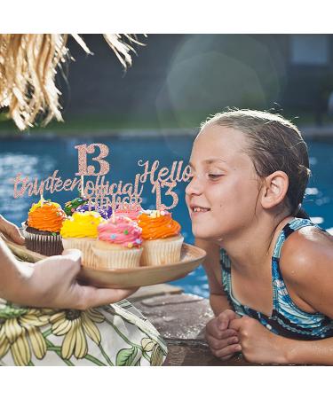 24 PCS Official Teenager Hello 13 Cupcake Toppers - Rose Gold 13th Birthday Cake Decorations - Buy Online on GoSupps.com