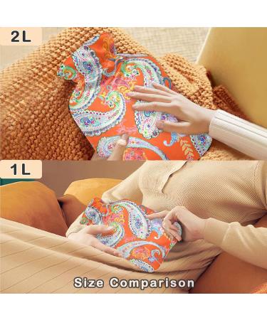 NAANLE 2L Hot Water Bottle - Orange Flower Paisley | Pain Relief for Menstrual Cramps | Heat & Cold Therapy - Buy Online on GoSupps.com