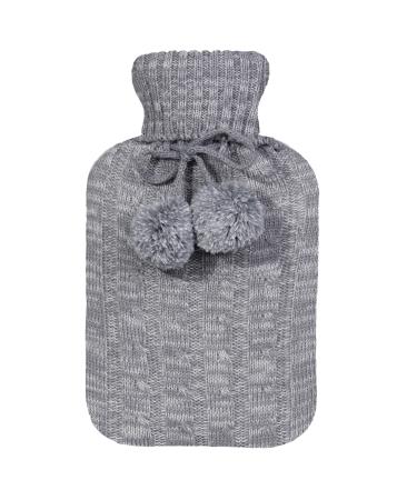 samply Hot Water Bottle with Knitted Cover 2L Hot Water Bag for Hot and Cold Compress Hand Feet Warmer Neck and Shoulder Pain Relief Grey 2L B-Grey