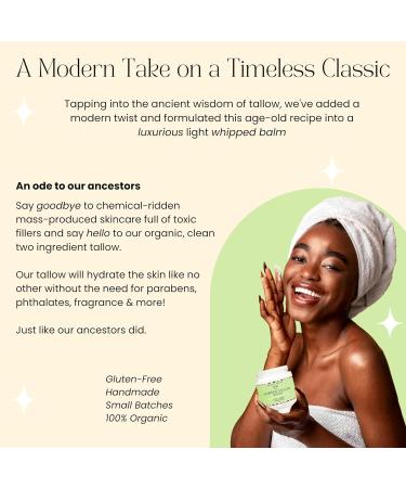 Organic Whipped Beef Tallow & Rosehip Oil - Natural Moisturizer Cream for Sensitive Skin - Unscented Body Butter 4 Fl Oz - Buy Online on GoSupps.com