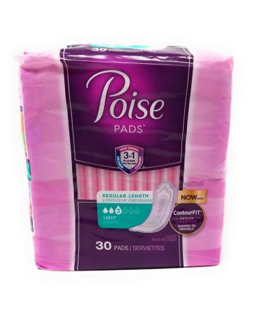 Poise Ultra Thins Light Absorbency Pads, 30 Count (Pack of 2)