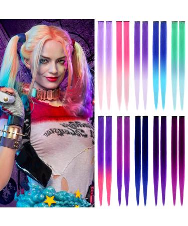 20 PCS Colored Hair Extensions - Ladyamz Ombre Party Highlights Clip-in Synthetic Hairpieces for Girls, Women, Kids - 22 inch - Buy Online on GoSupps.com