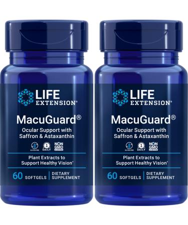 Life Extension Macuguard Ocular Support with Saffron & Astaxanthin - Eye Health Supplement  Once-Daily, Non-GMO, Gluten-Free - 60 Softgels (Pack of 2)