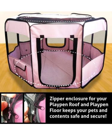 Premium Portable Pet Playpen 45*45*22 - Large Size Puppy Kennel for Small and Medium Pets - Pink, Simple Folding Design - Buy Online on GoSupps.com