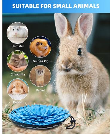 Rabbit Foraging Mat - Interactive Feed Game for Small Pets | OVMKOV 9.44 x 9.44 Snuffle Pad Bed Nosework Mat for Bunny, Hamster, Guinea Pigs, Ferrets, Chinchillas - Buy Online on GoSupps.com