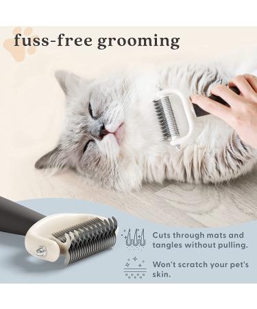 Pet Dematting Brush - Undercoat Rake Deshedding Tool for Long Haired Dogs & Cats - Double-Sided Detangler - Sable Brown Fur Grooming - Buy Online on GoSupps.com