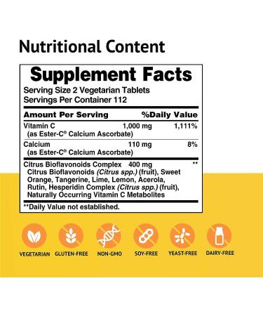 Ester C with Citrus Bioflavonoids 500mg - 225 Veg Tablets by American Health Products - Buy Online on GoSupps.com